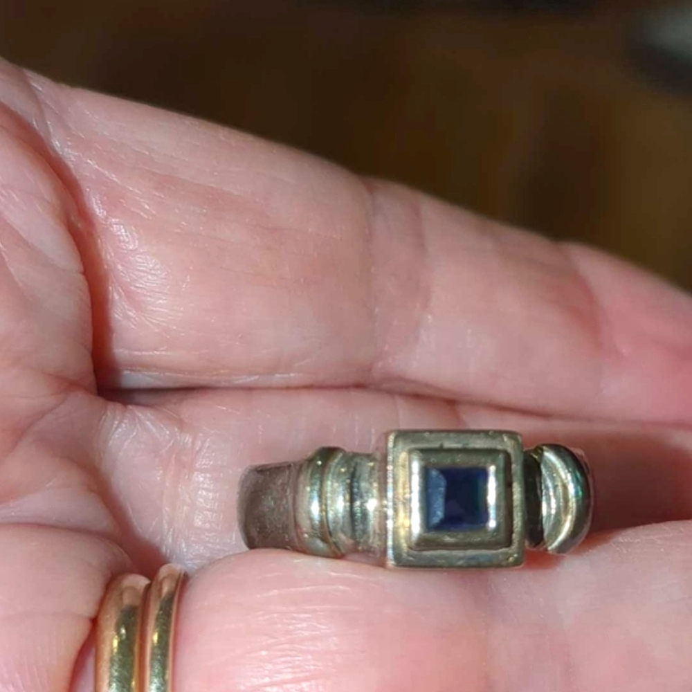 Vintage Men's Artisan Sterling Silver Ring, James Avery Style, Deep Blue Stone - Picture 2 of 13